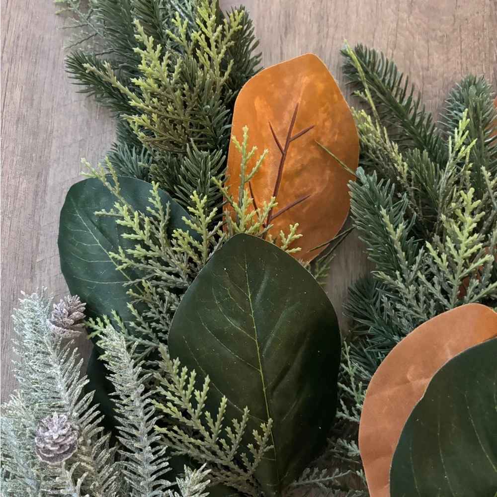 Artificial Magnolia and Pine Holiday Pick Bundle - Green and Brown